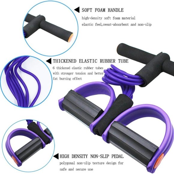 Resistance Tube for Exercise with Large Anti-Slip Pedals, 4-Tube Elastic Pull Ro - Picture 9 of 16